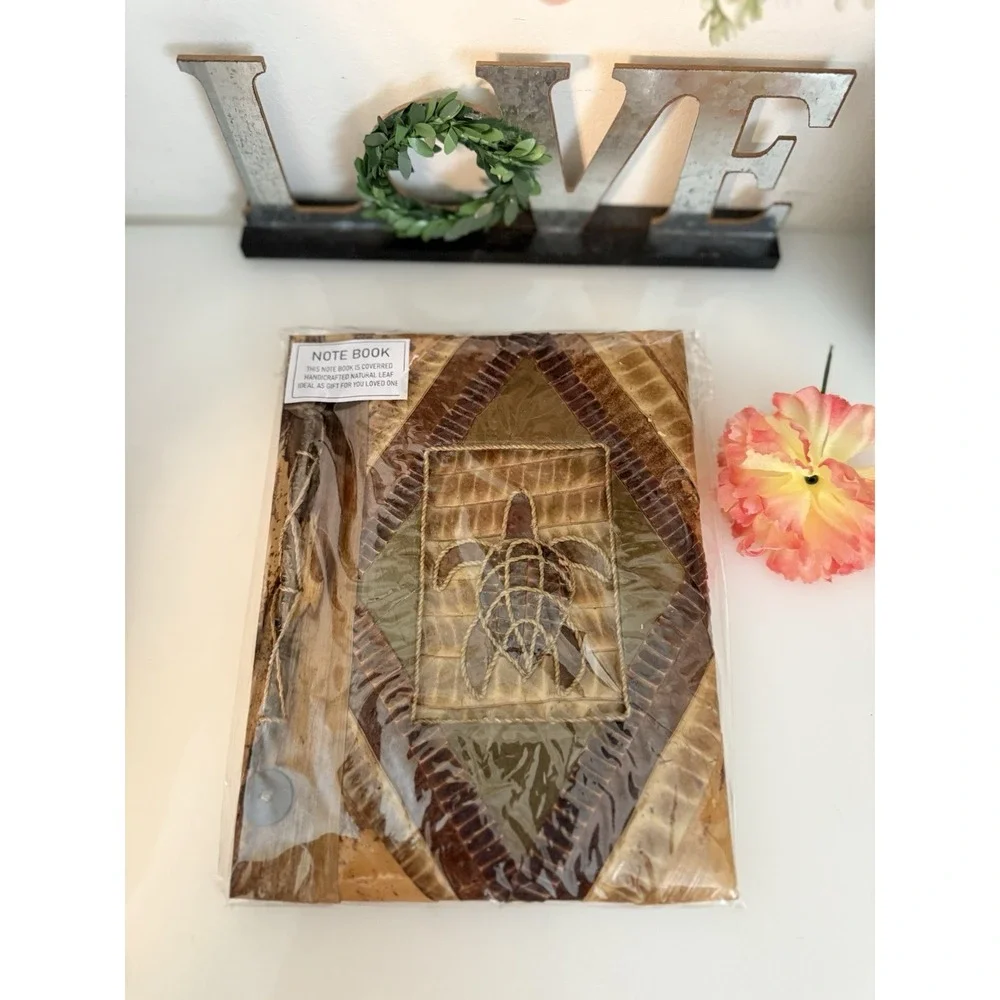 Sea Turtle Book or Album Handmade Natural Paper & Wood Boho Rustic Primitive NIB